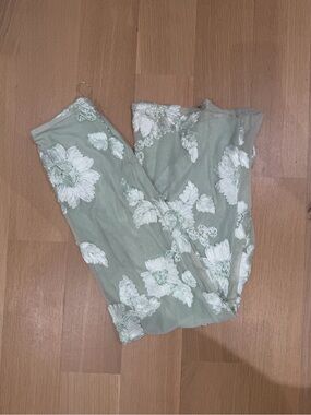 Light Sage Green Floral Embroidered Maxi Skirt